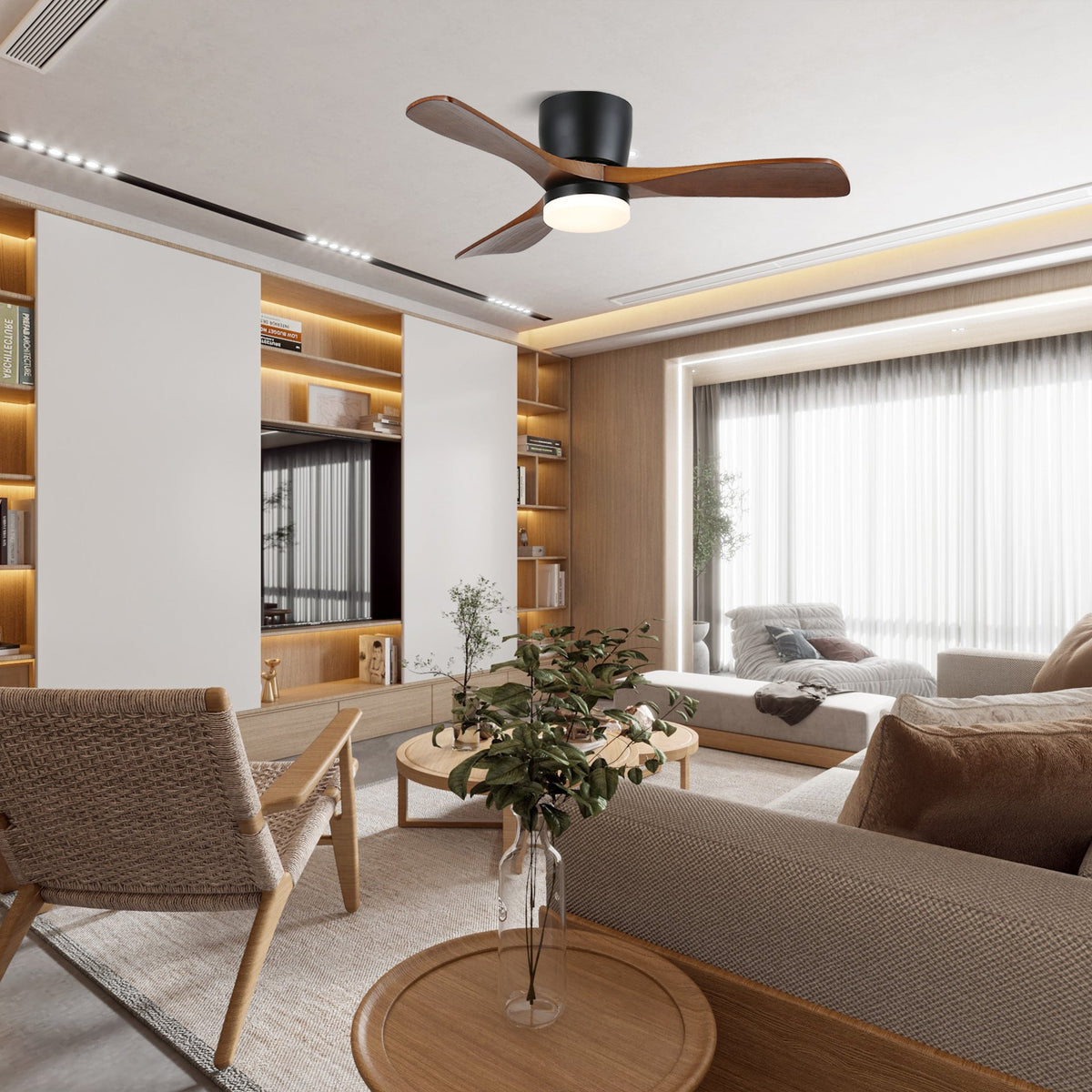 Brinor minimalistisch Deckenventilator mit Beleuchtung Holz