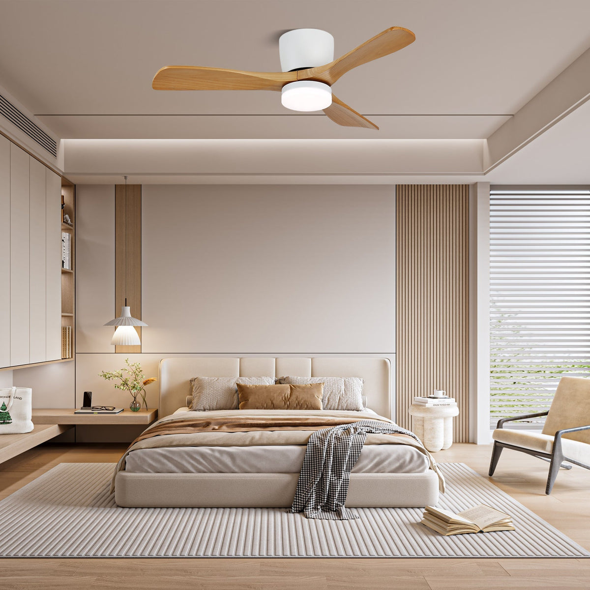 Brinor minimalistisch Deckenventilator mit Beleuchtung Holz
