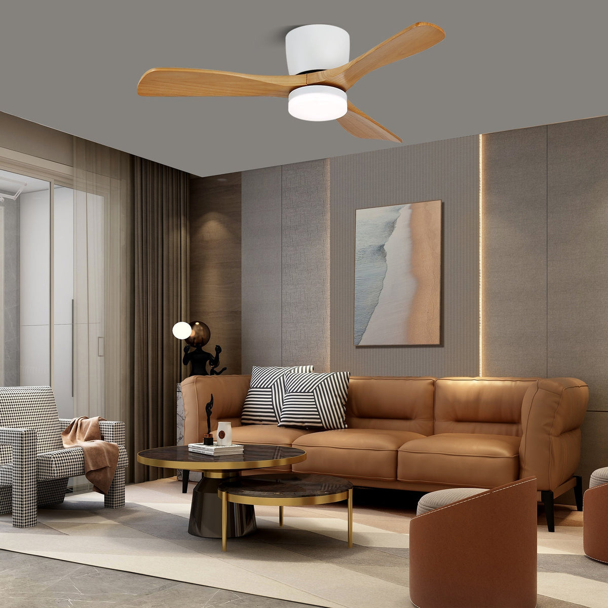 Brinor minimalistisch Deckenventilator mit Beleuchtung Holz