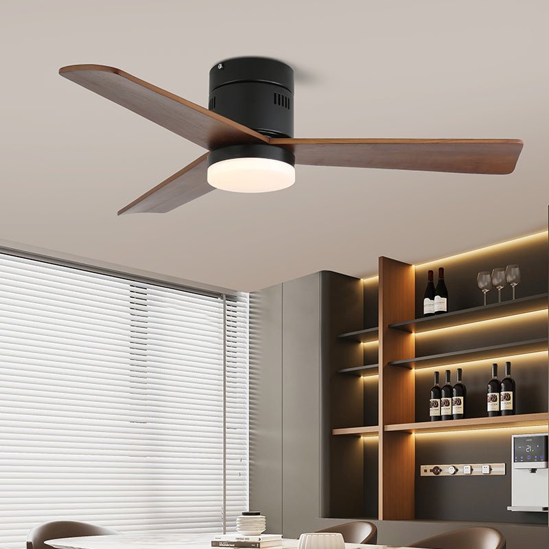 Eris Minimalistischer Deckenventilator mit Beleuchtung aus Holz