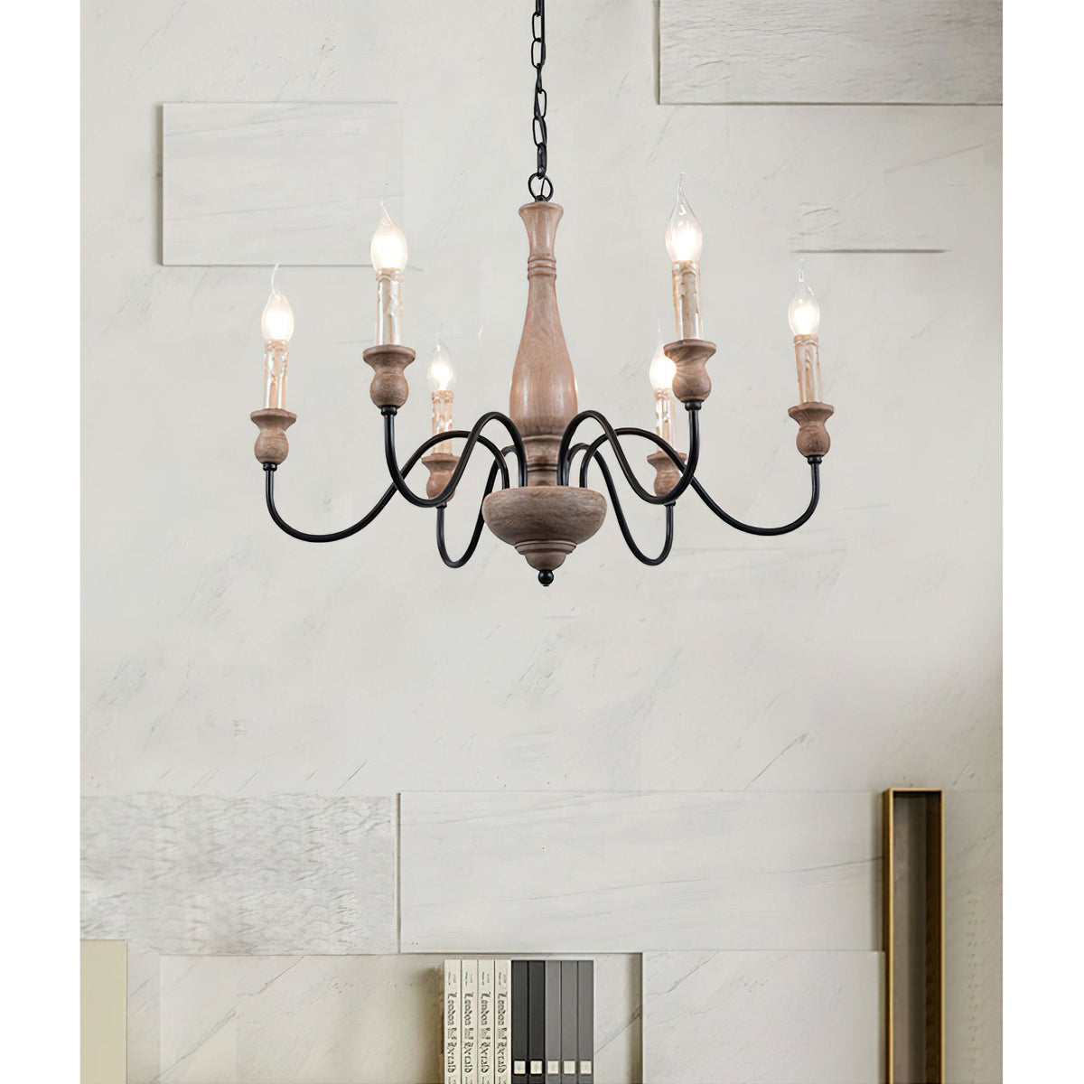 Afralia Kronleuchter modern Industrial aus Holz