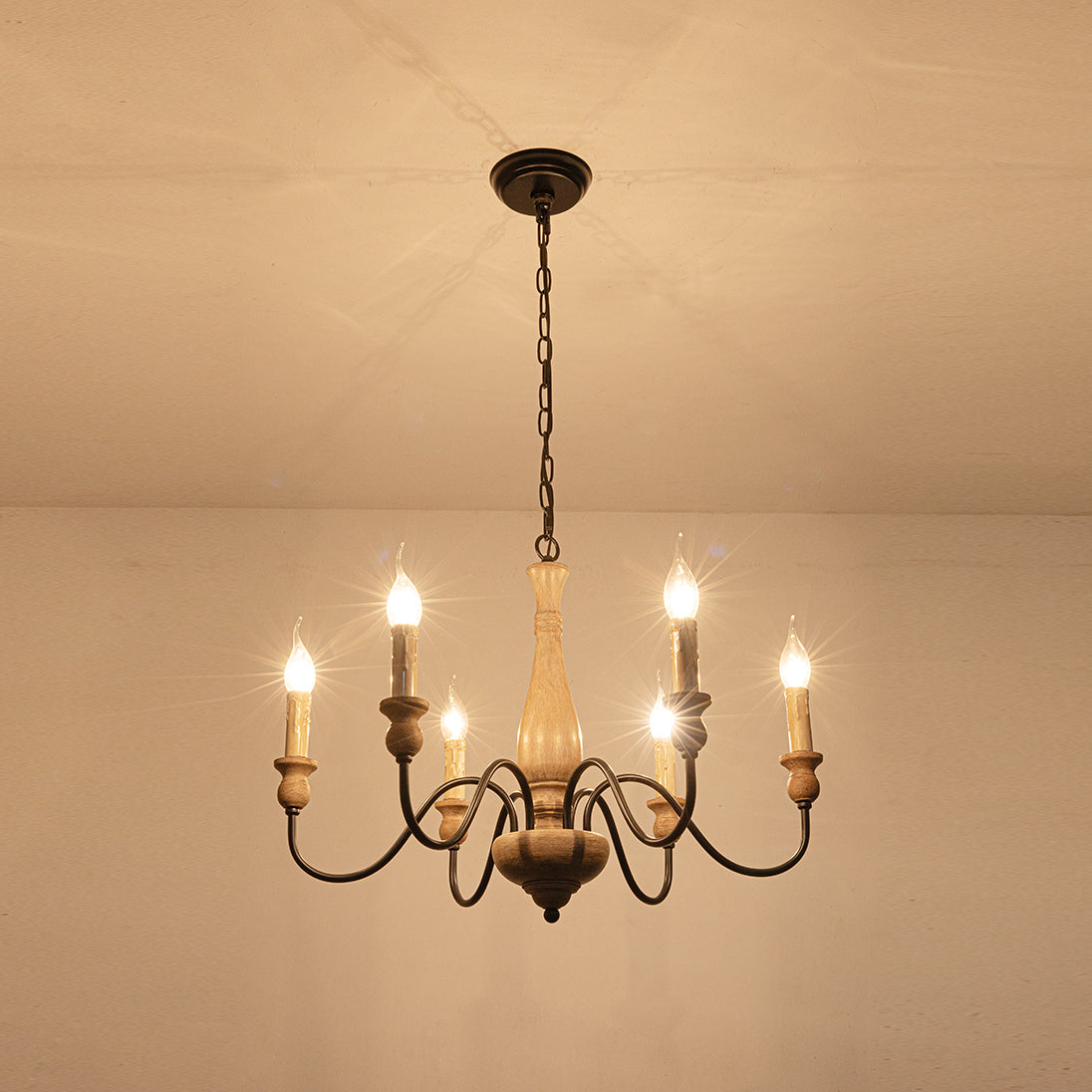 Afralia Kronleuchter modern Industrial aus Holz