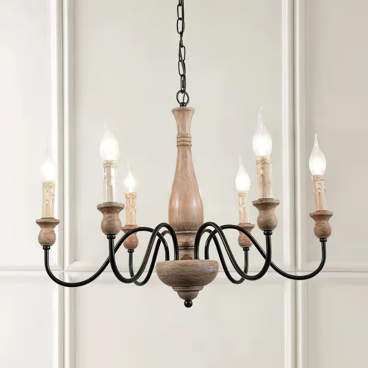 Afralia Kronleuchter modern Industrial aus Holz