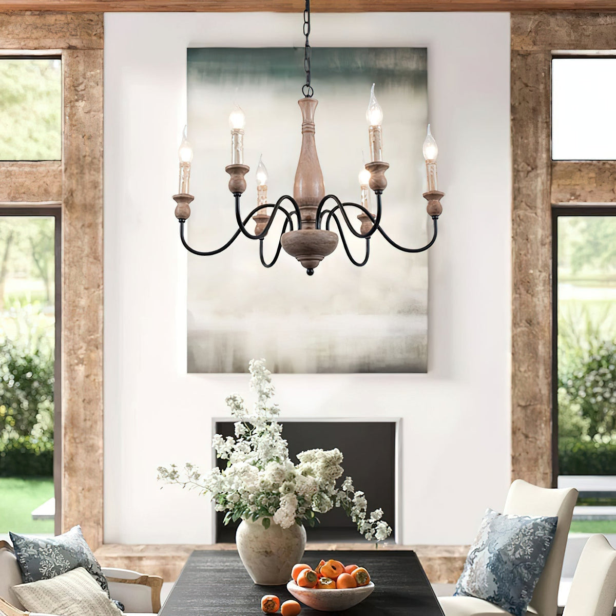 Afralia Kronleuchter modern Industrial aus Holz