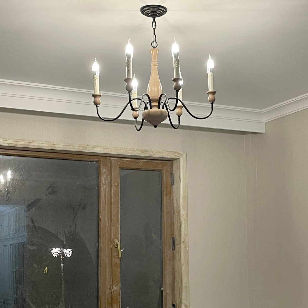Afralia Kronleuchter modern Industrial aus Holz