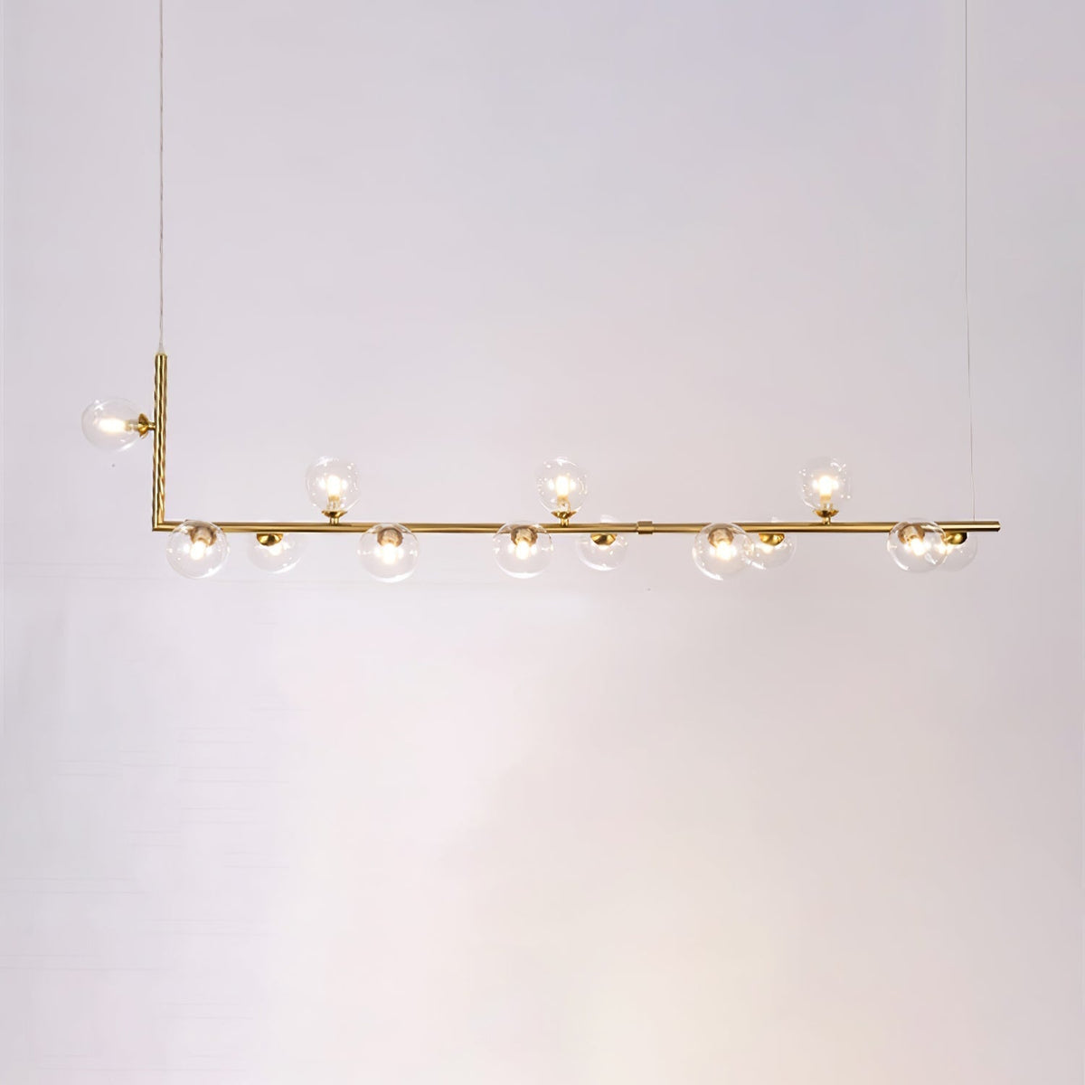 Moss Kronleuchter aus Glas mit schwarzem Stahl in linearer Form