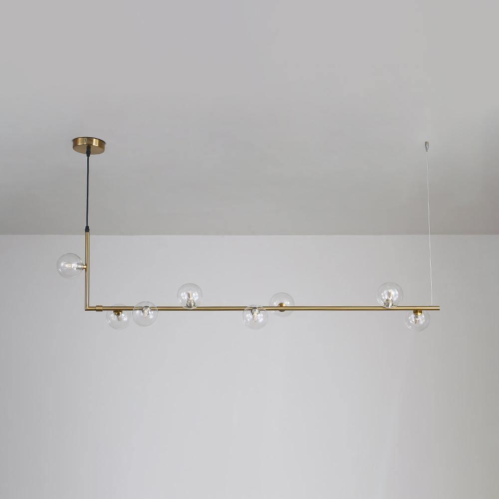 Moss Kronleuchter aus Glas mit schwarzem Stahl in linearer Form