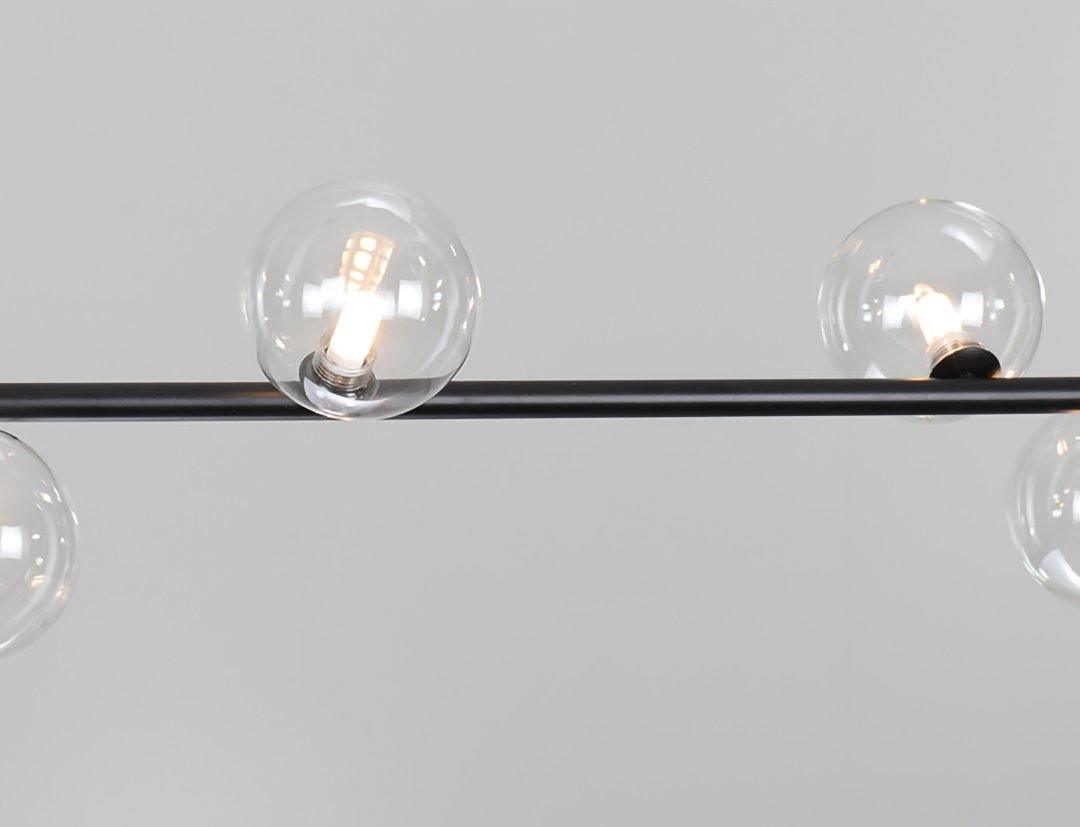 Moss Kronleuchter aus Glas mit schwarzem Stahl in linearer Form