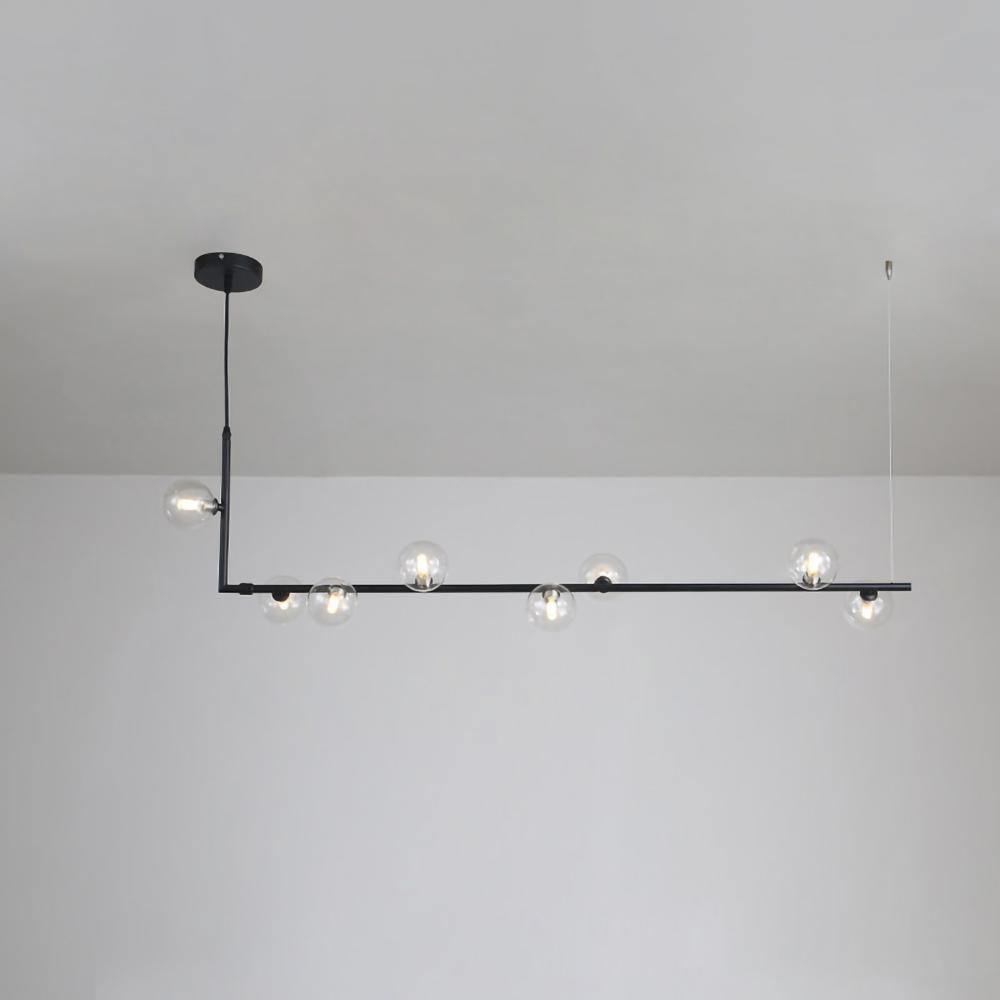 Moss Kronleuchter aus Glas mit schwarzem Stahl in linearer Form