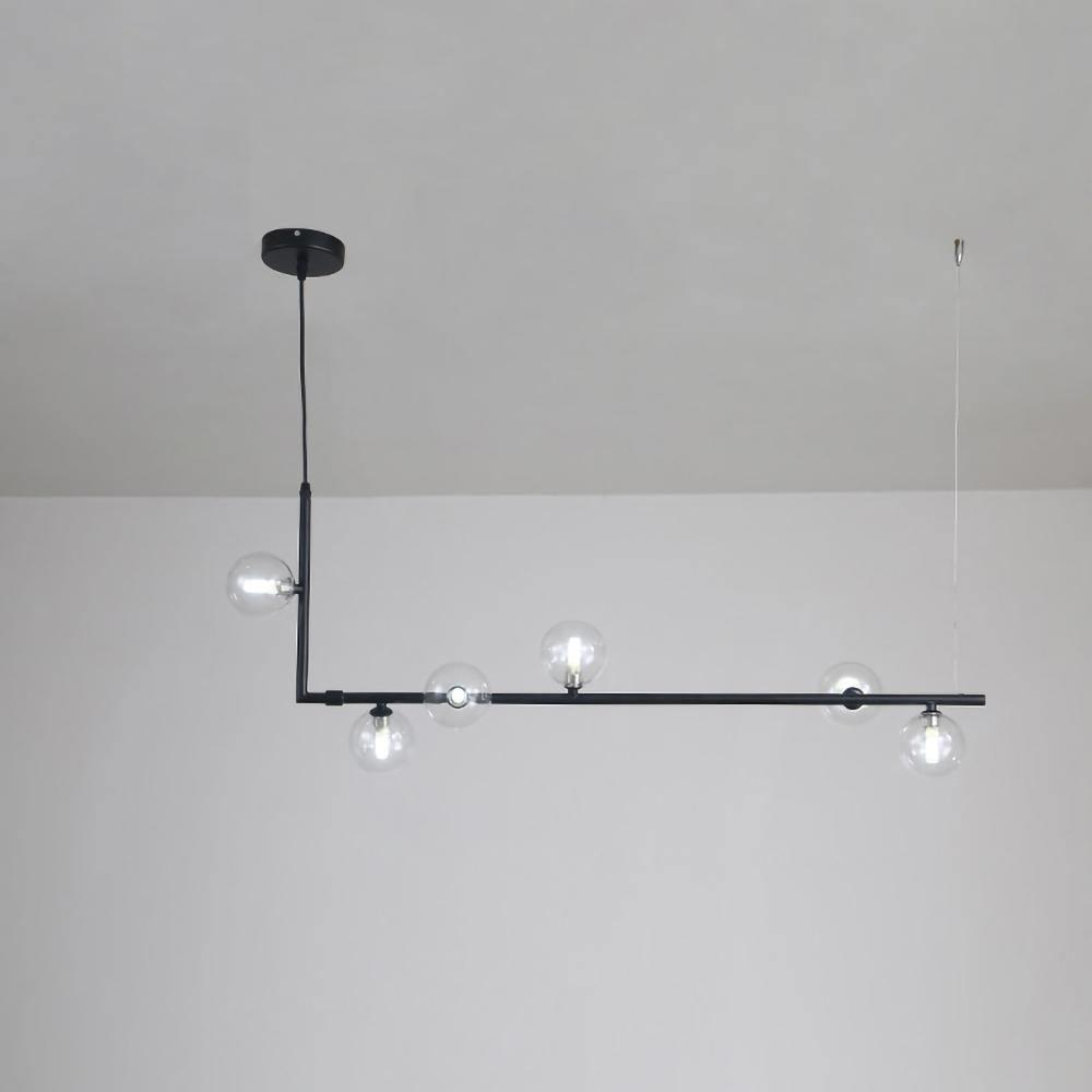 Moss Kronleuchter aus Glas mit schwarzem Stahl in linearer Form
