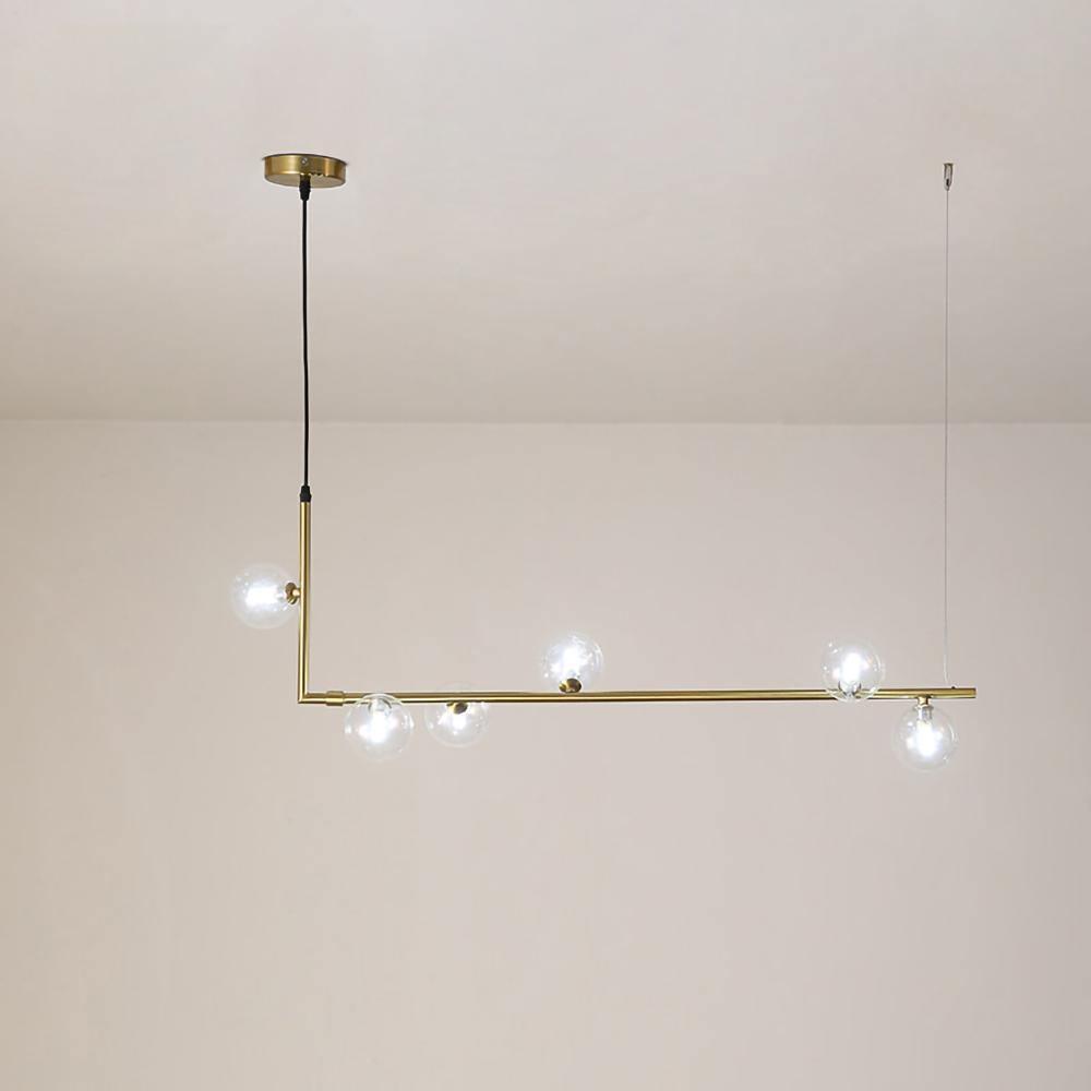 Moss Kronleuchter aus Glas mit schwarzem Stahl in linearer Form