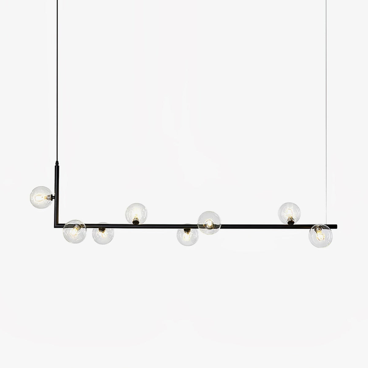 Moss Kronleuchter aus Glas mit schwarzem Stahl in linearer Form