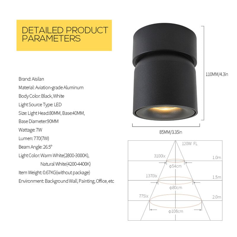 Aim Modern Zylinder LED Wandleuchte Schwarz/Weiß Flur