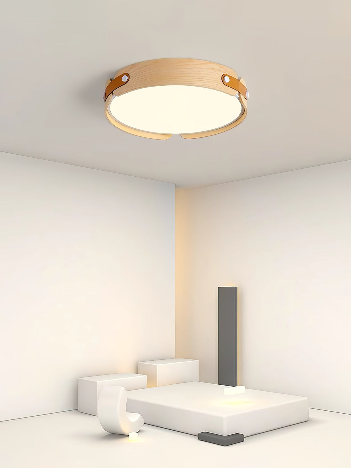 Edan zeitgenössische minimalistische Deckenleuchte aus Holz