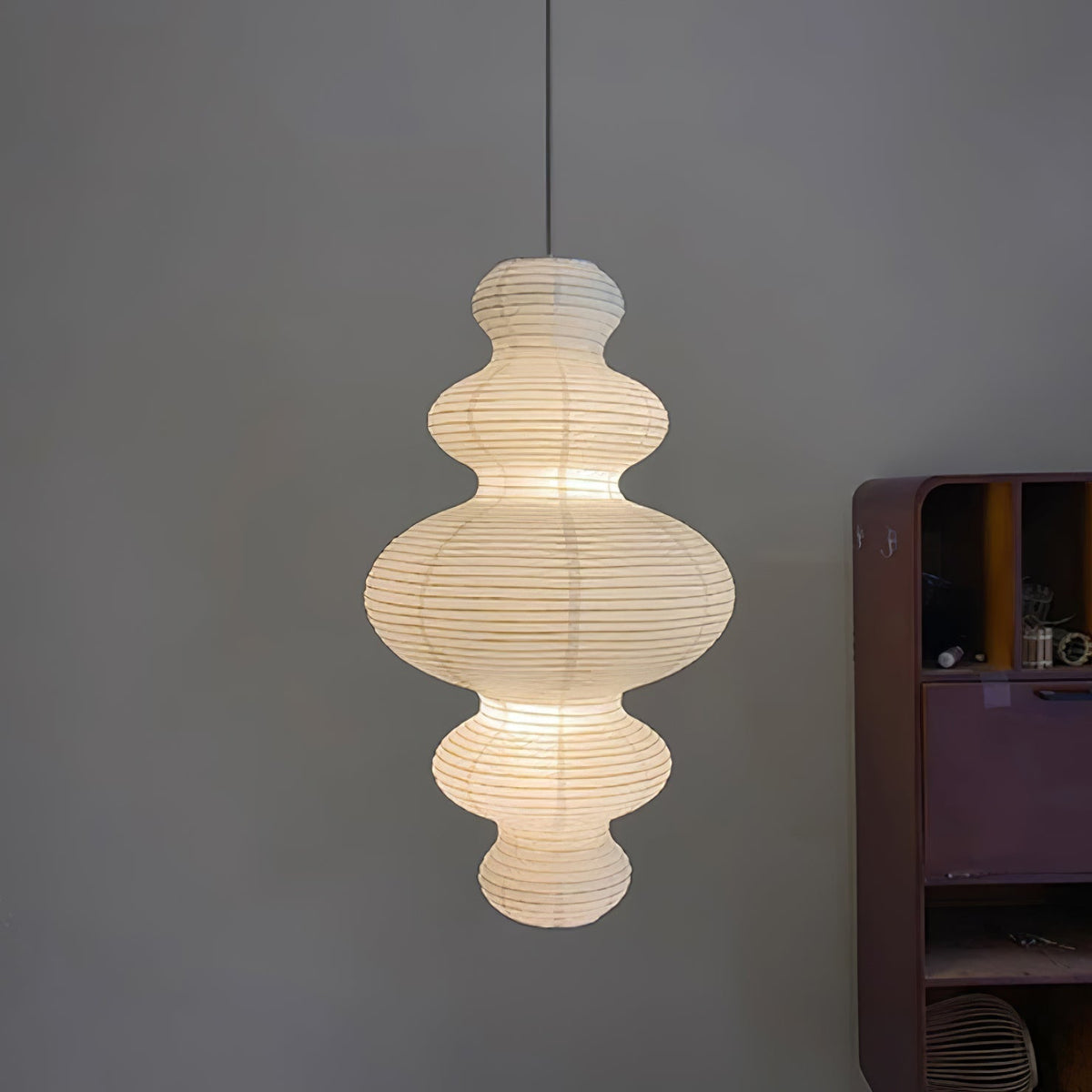 Lythaaris Pendelleuchte aus Seidenvorhangpapier im natürlichen Kunststil