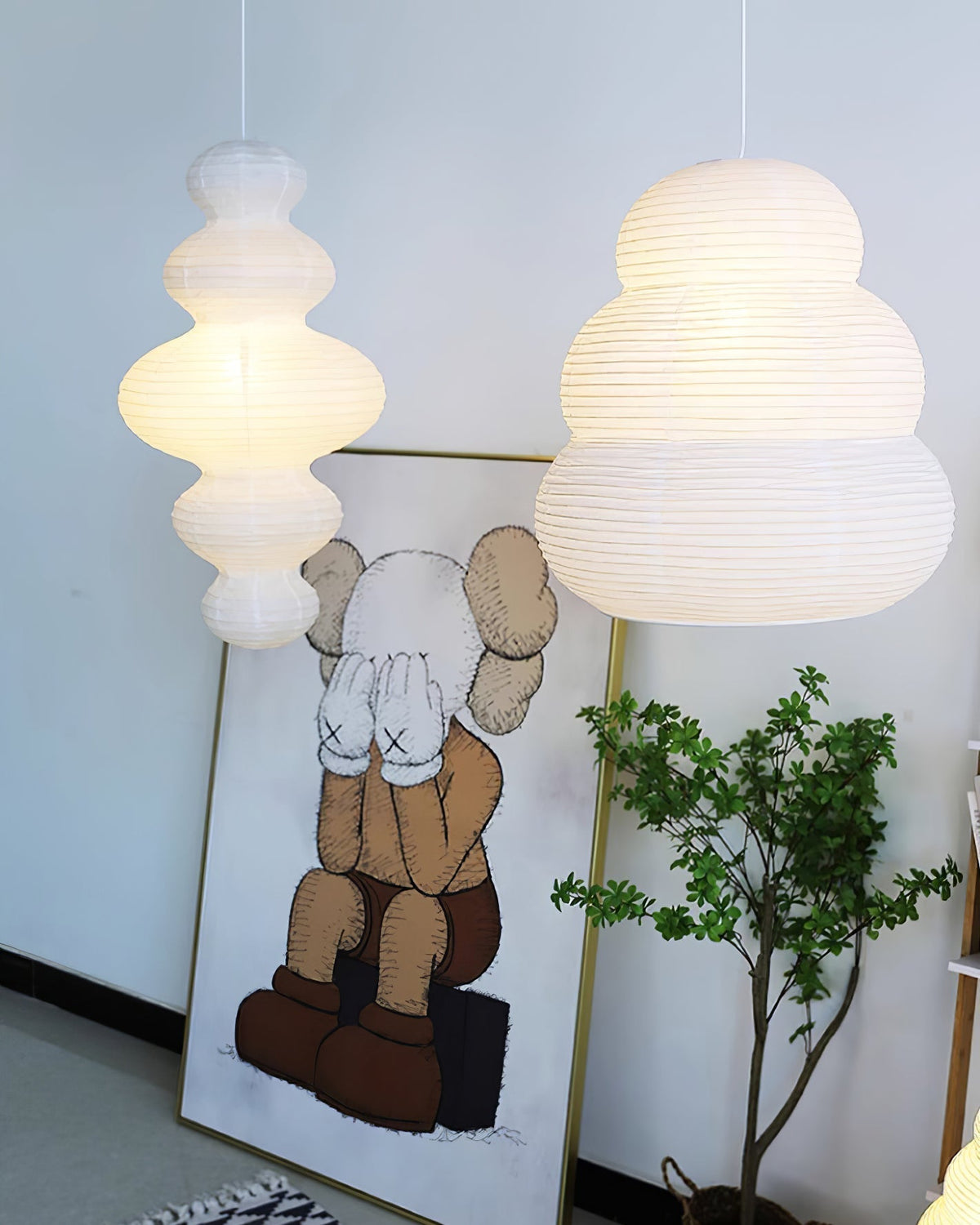 Lythaaris Pendelleuchte aus Seidenvorhangpapier im natürlichen Kunststil