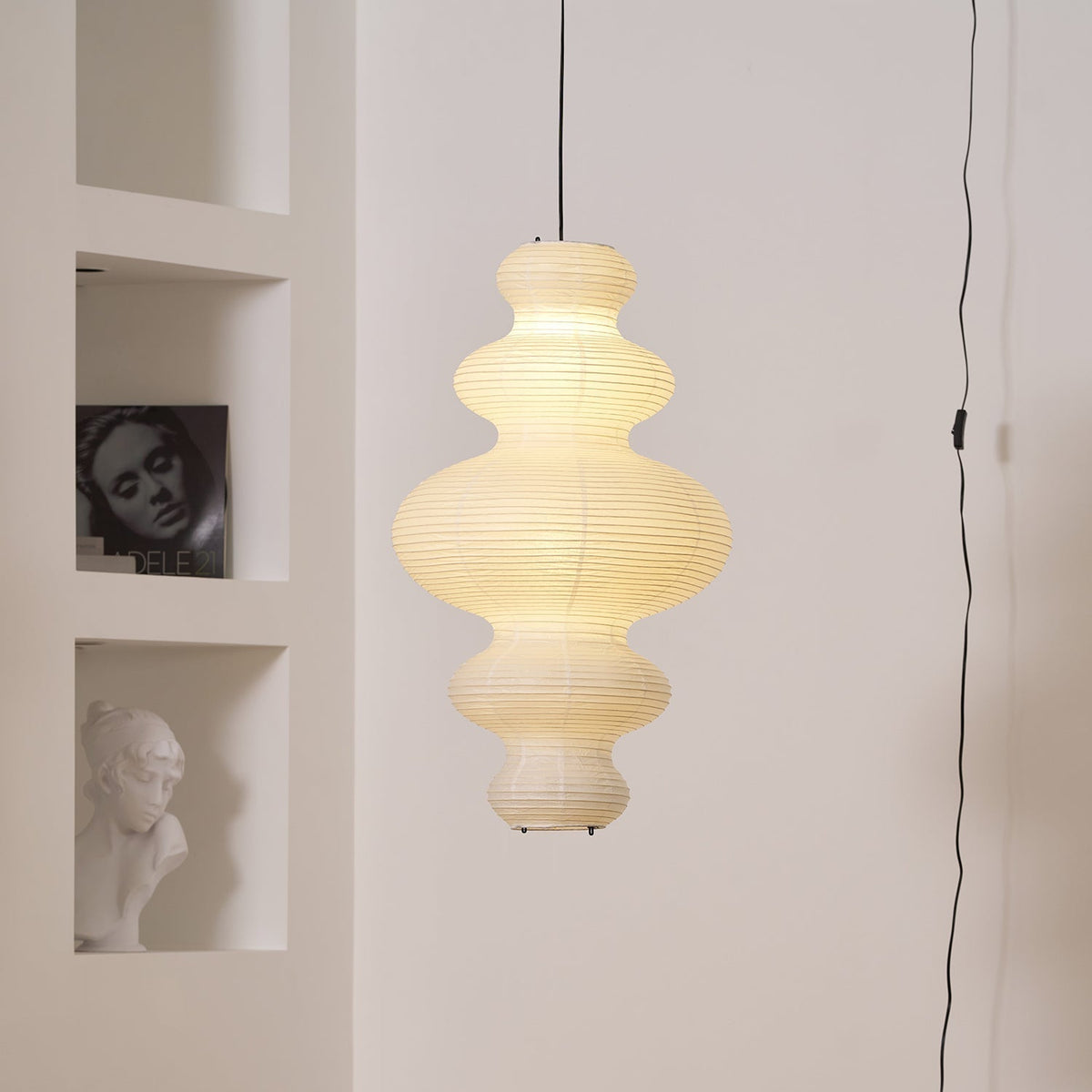 Lythaaris Pendelleuchte aus Seidenvorhangpapier im natürlichen Kunststil