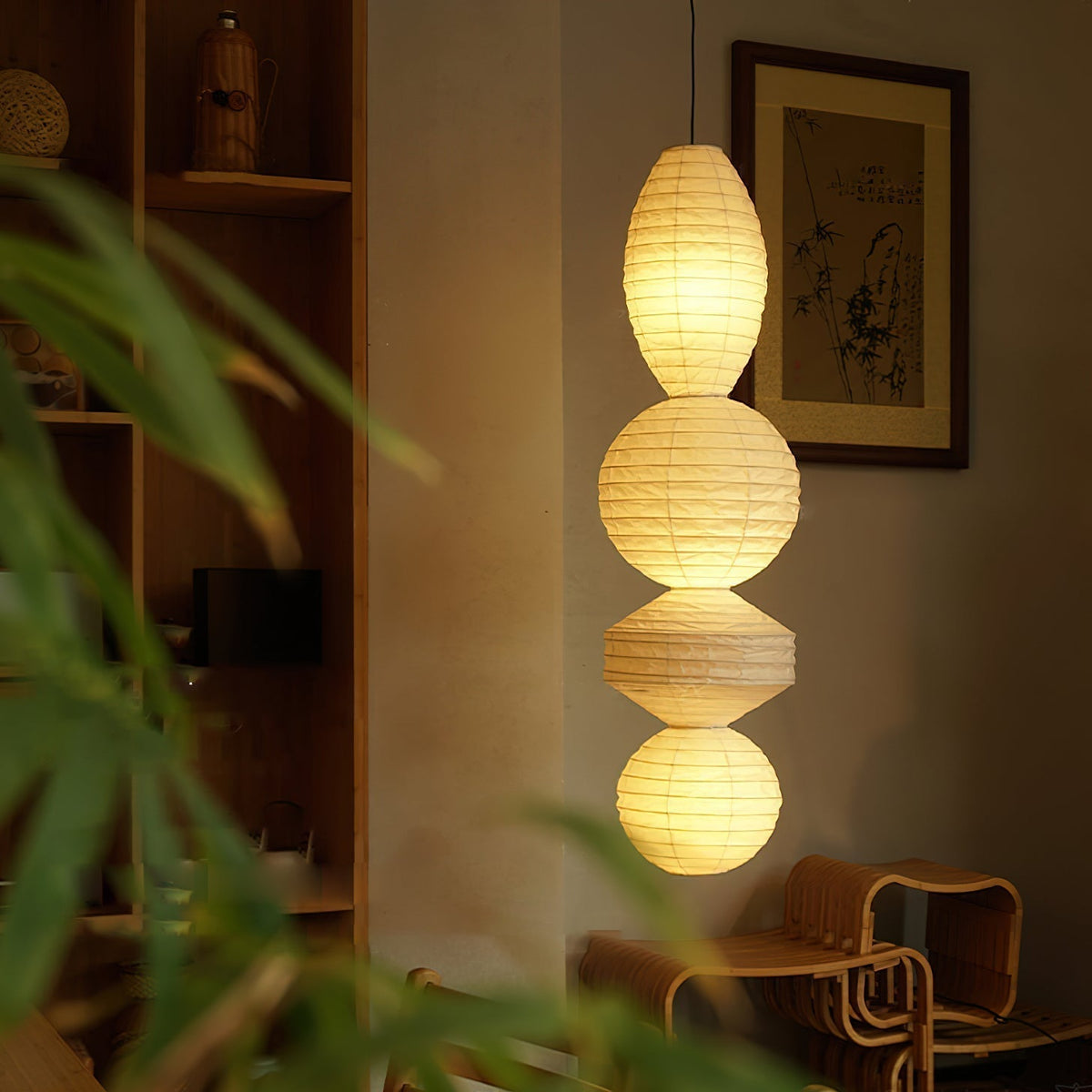Nami Pendelleuchte Papierlaterne im Wabi-Sabi-Stil