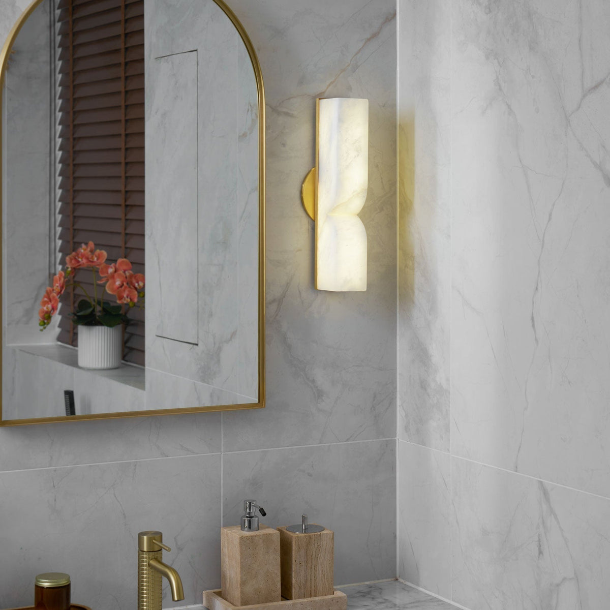 Niveelle Alabaster rechteckige Wandleuchte