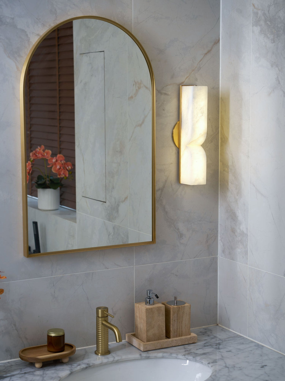 Niveelle Alabaster rechteckige Wandleuchte
