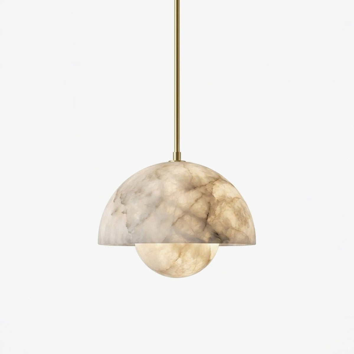 Alabaster Bud Dome Messing Pendelleuchte