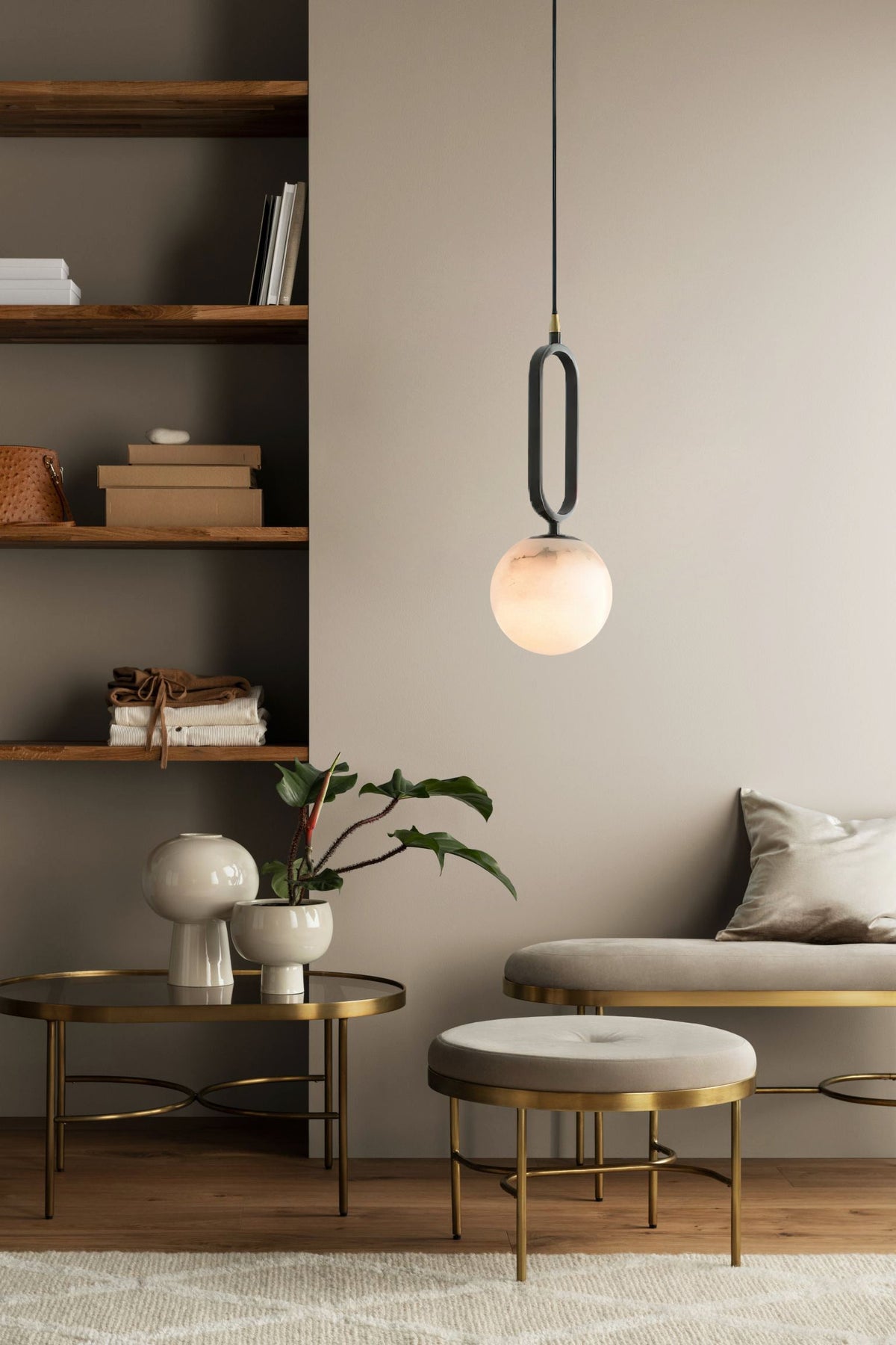 Gloruvyd Minimalistische Pendelleuchte aus Alabaster in Kugel