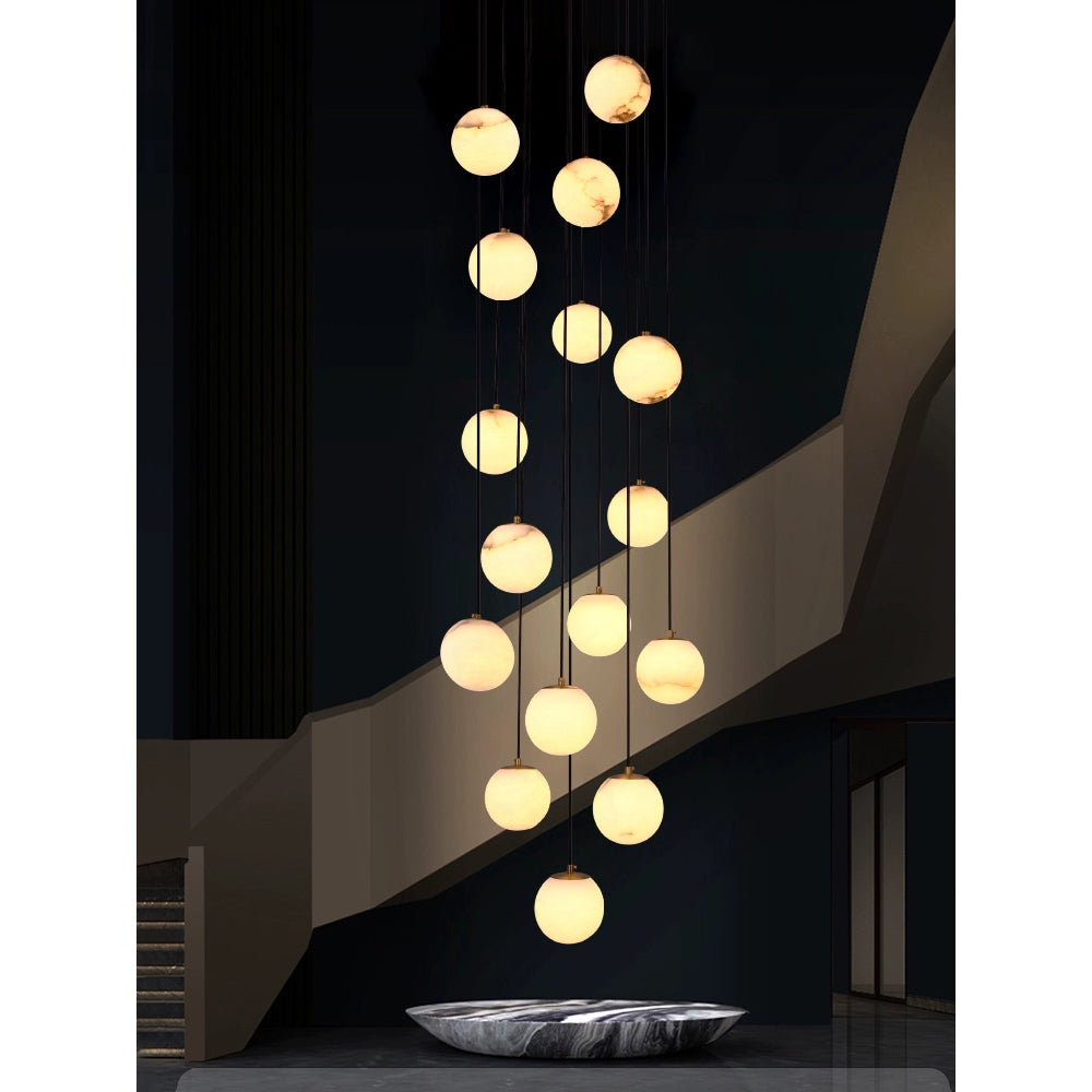 Belen Kugel-Cluster Kronleuchter aus Alabaster im zeitgenössischen Stil