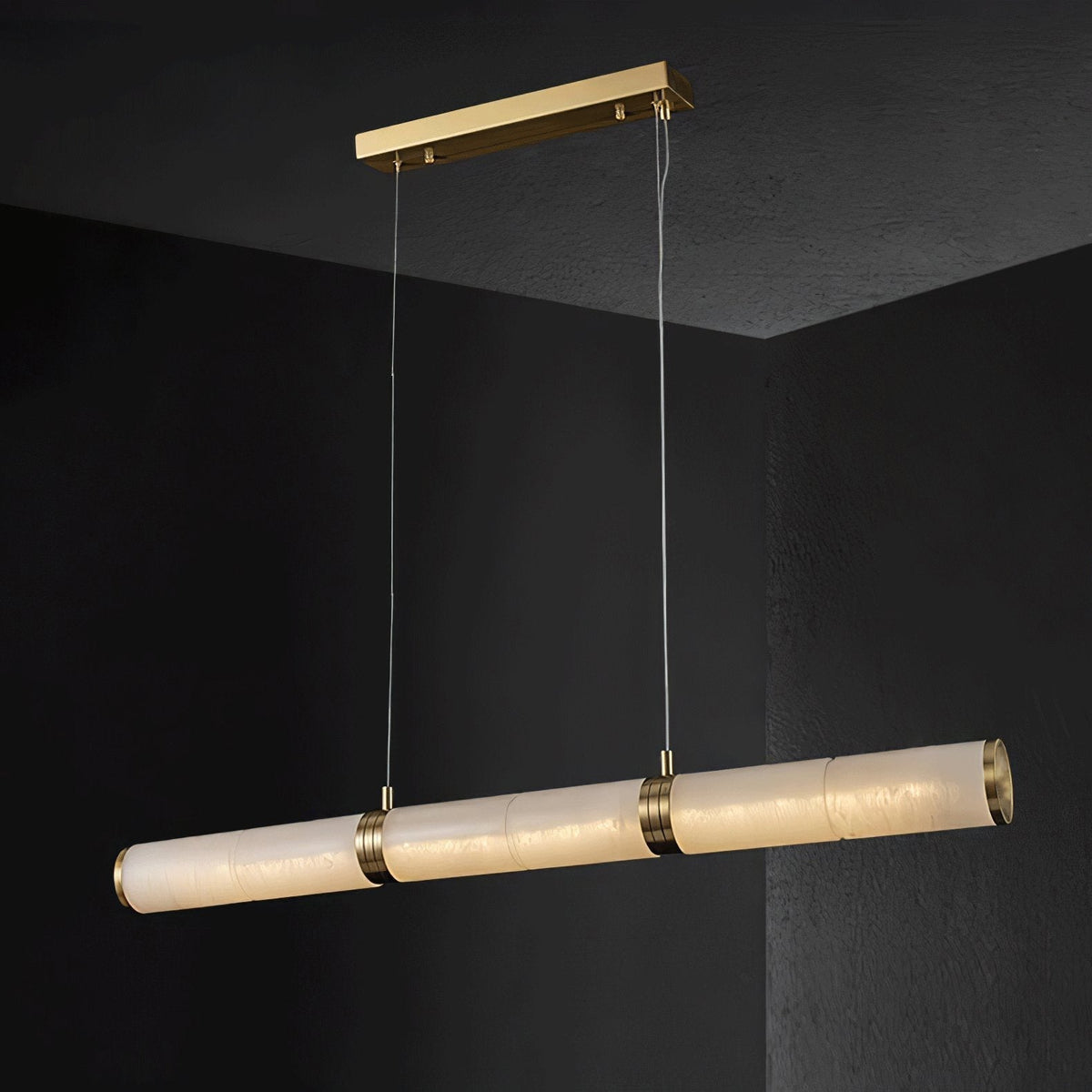 Gevrel Minimalistische Alabaster-Pendelleuchte in linearer Form