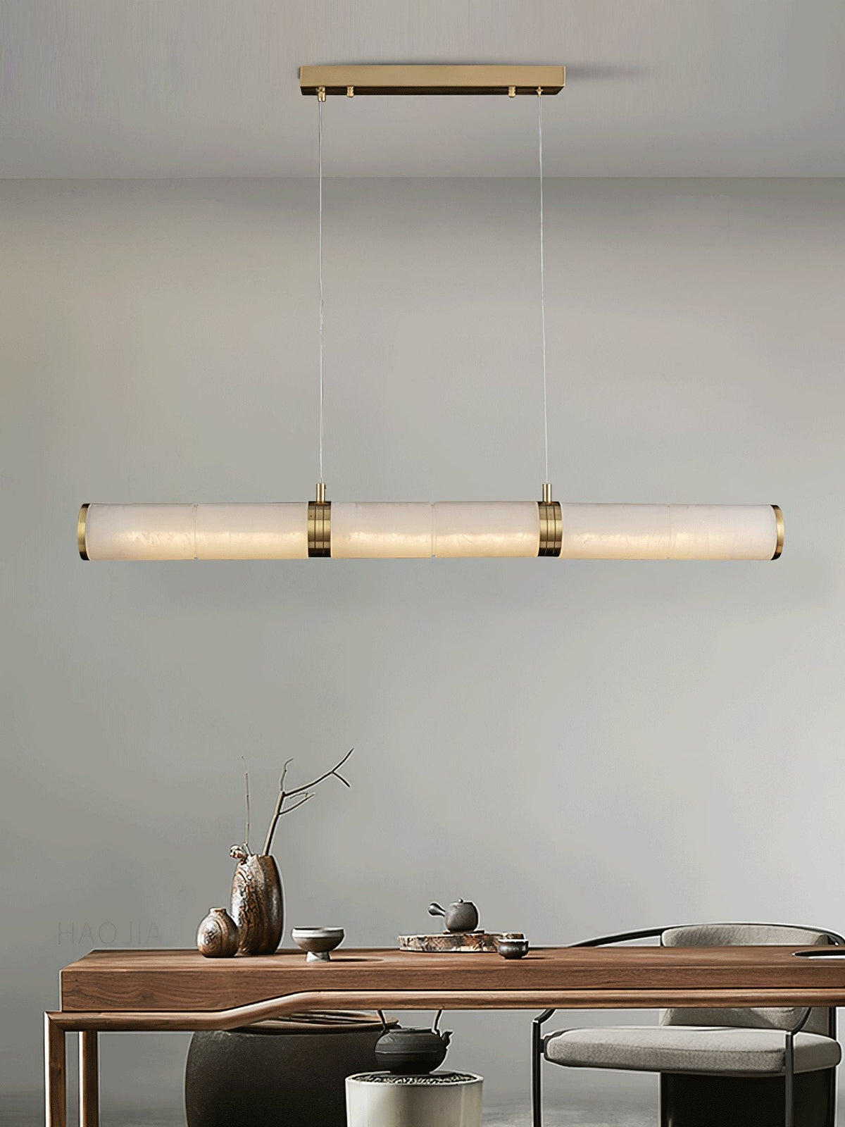 Gevrel Minimalistische Alabaster-Pendelleuchte in linearer Form