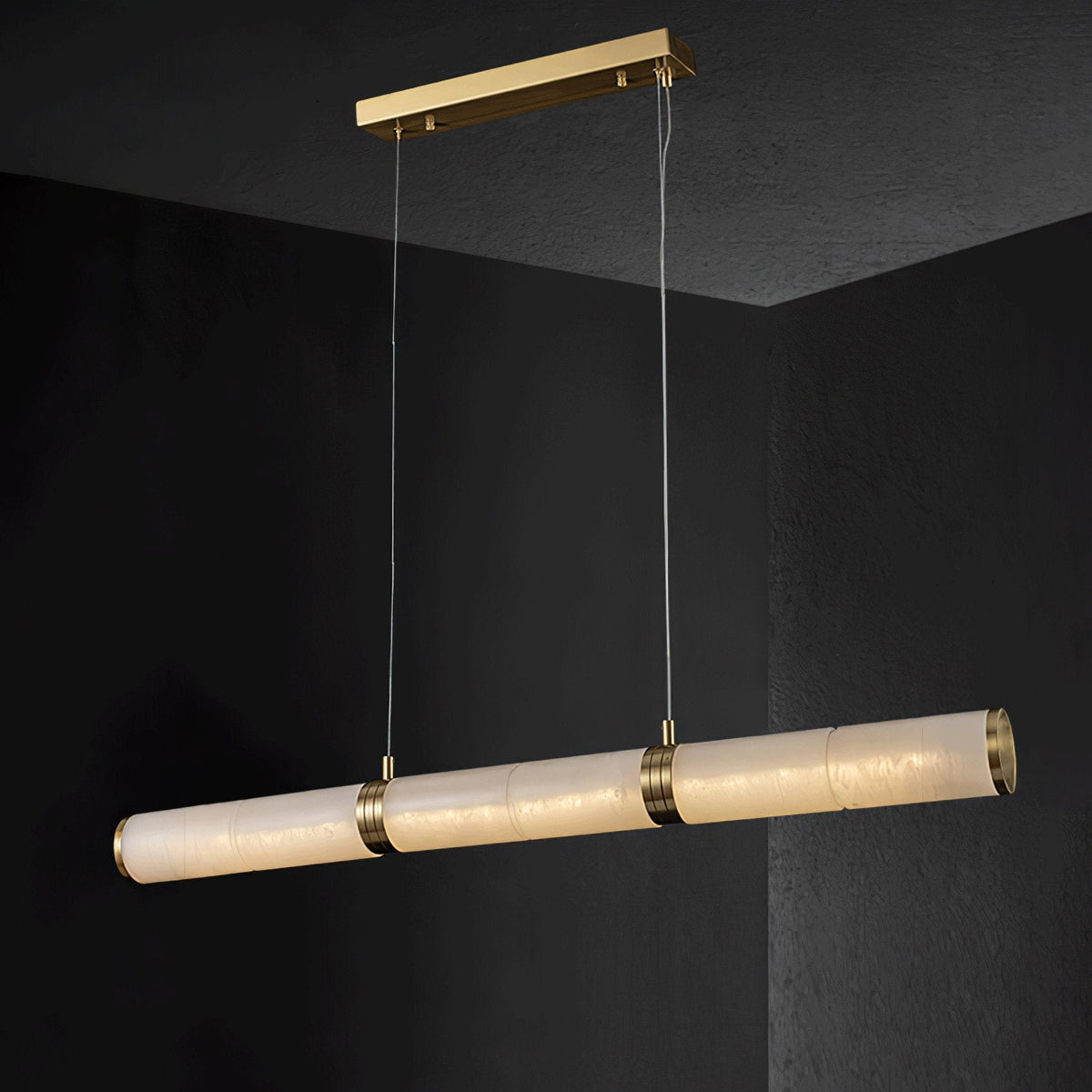 Gevrel Minimalistische Alabaster-Pendelleuchte in linearer Form