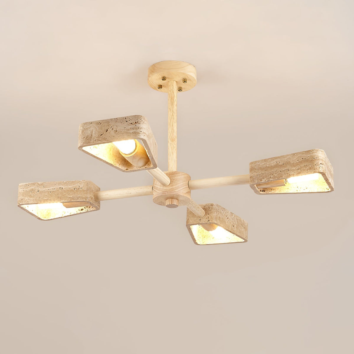 Hedra Travertin Geometrischer Kronleuchter