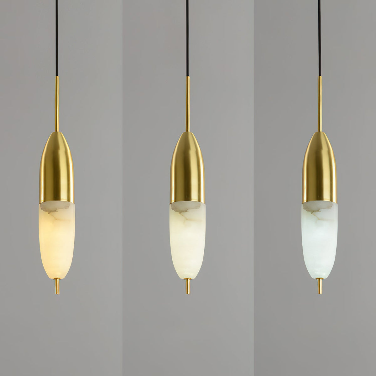 Himinuvye Alabaster Minimalistische Pendelleuchte aus Messing