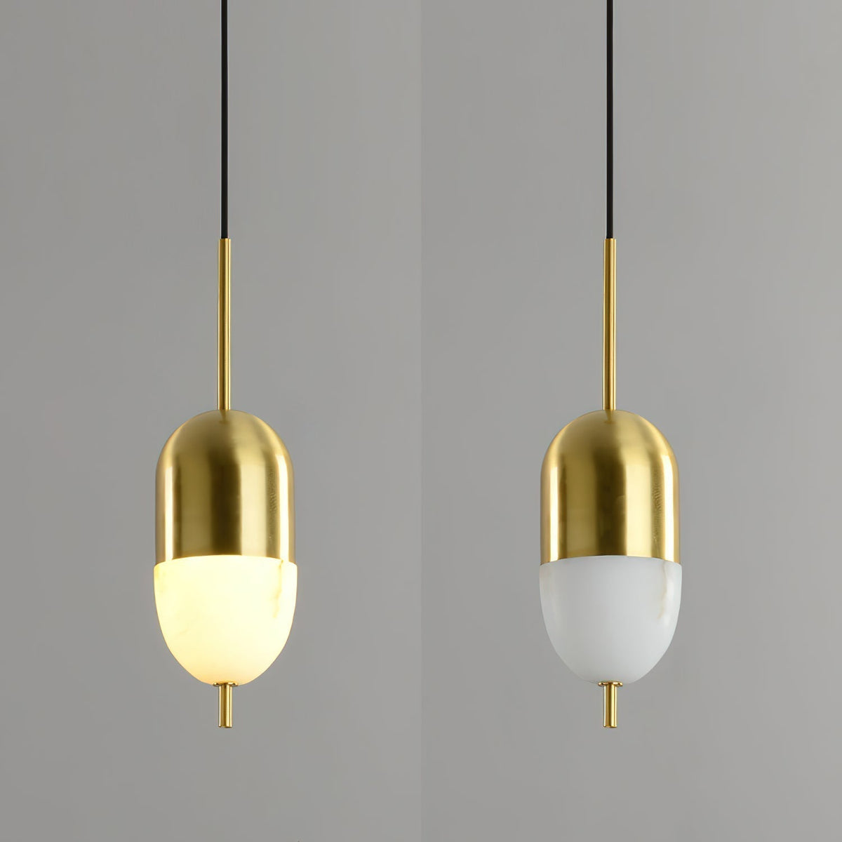 Himinuvye Alabaster Minimalistische Pendelleuchte aus Messing