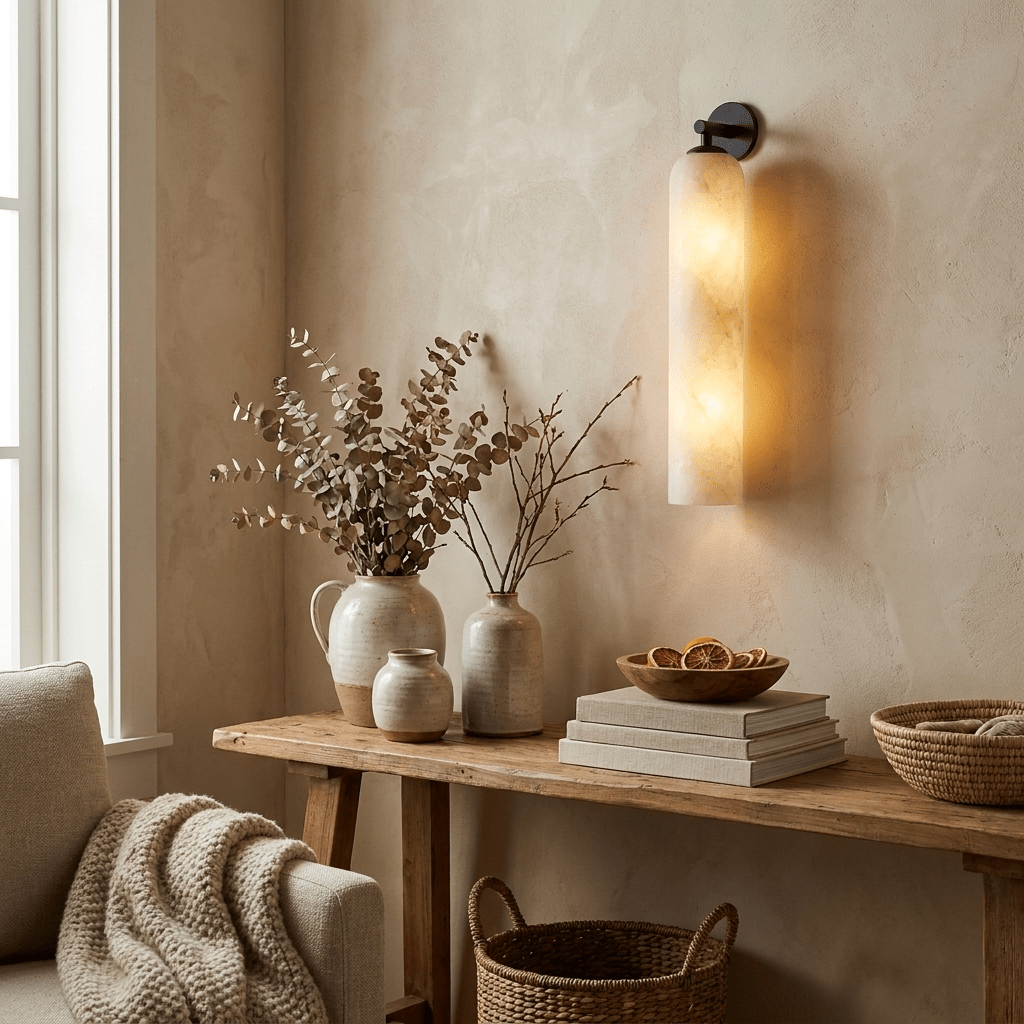 Tube Alabaster Wandleuchte