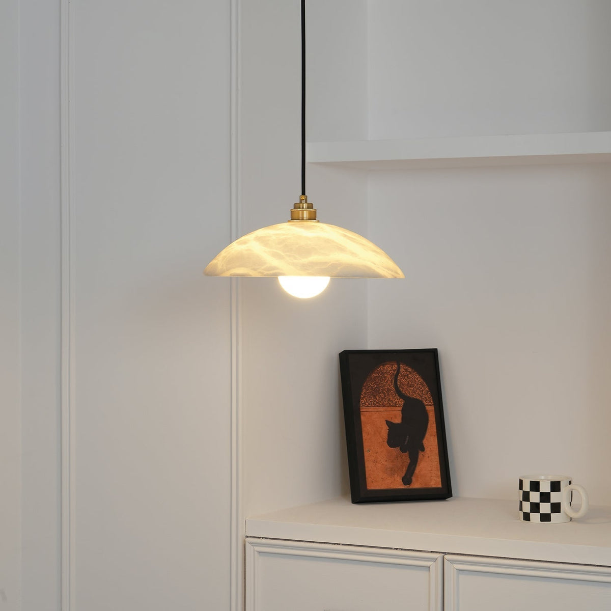 Warenol Minimalistische Alabaster-Pendelleuchte