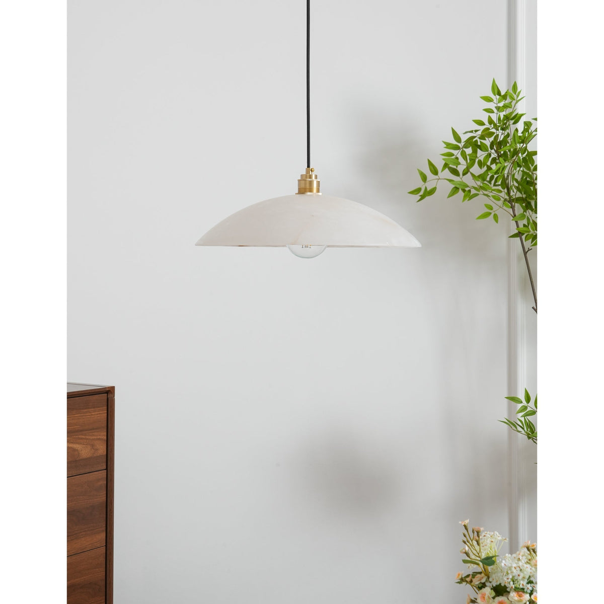 Warenol Minimalistische Alabaster-Pendelleuchte