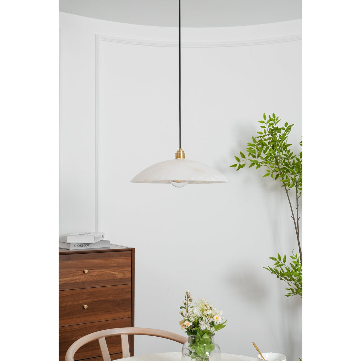 Warenol Minimalistische Alabaster-Pendelleuchte