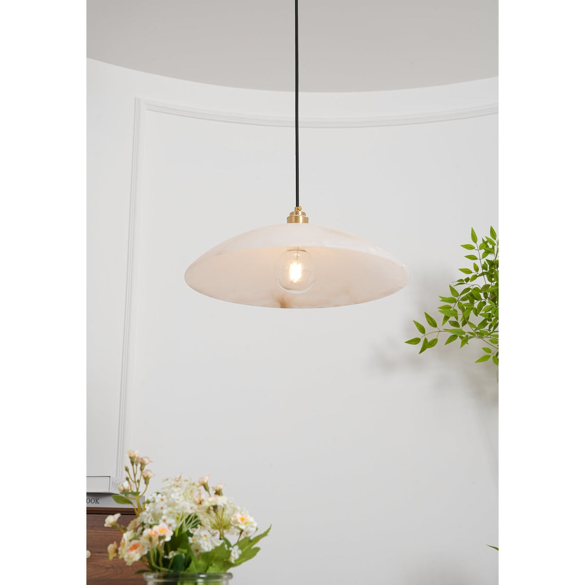 Warenol Minimalistische Alabaster-Pendelleuchte