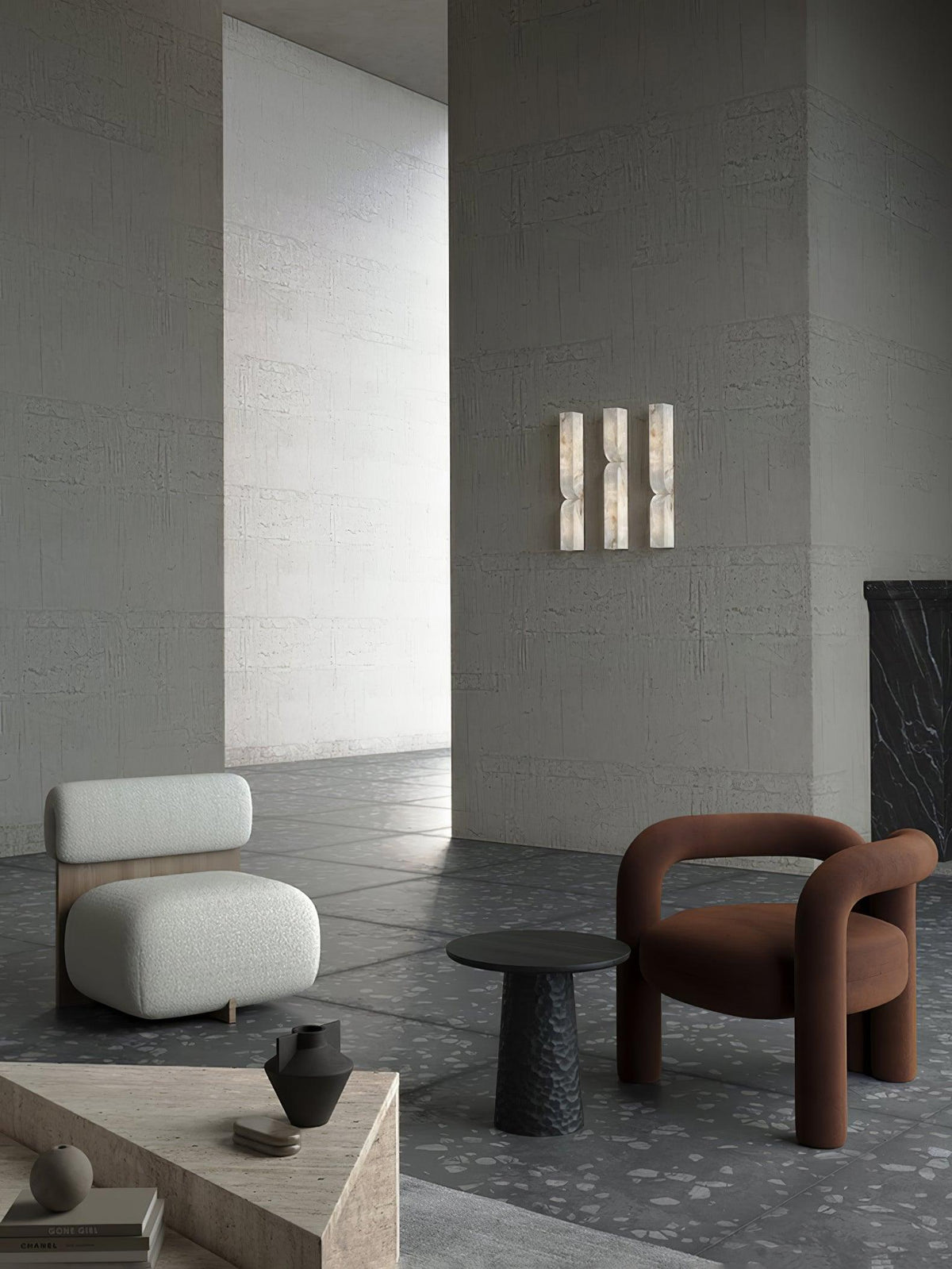 Niveelle Alabaster rechteckige Wandleuchte