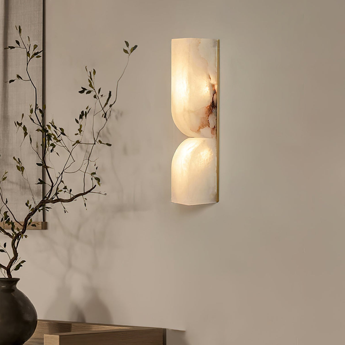 Niveelle Alabaster rechteckige Wandleuchte