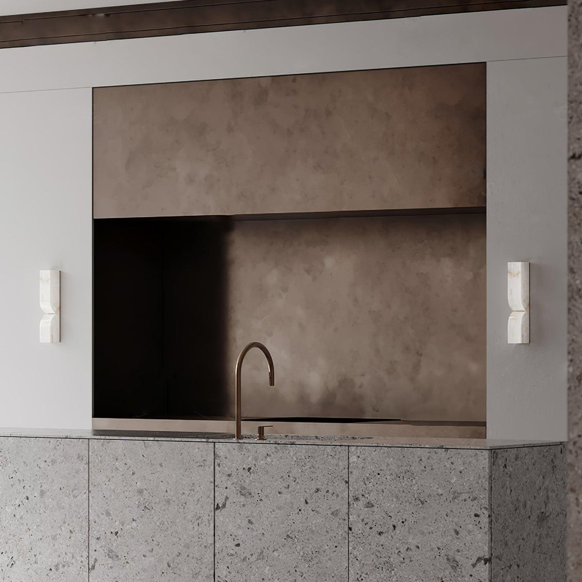 Niveelle Alabaster rechteckige Wandleuchte