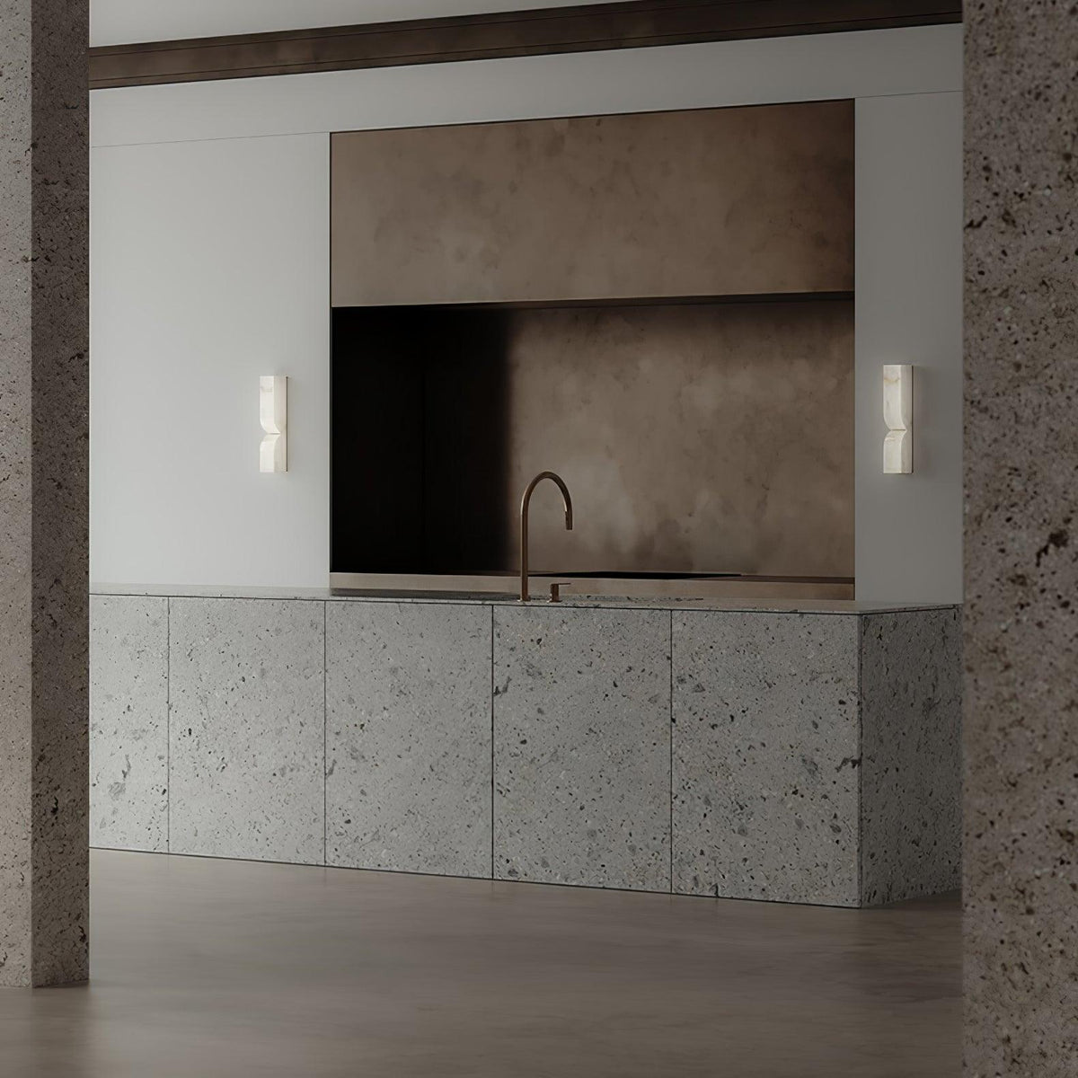 Niveelle Alabaster rechteckige Wandleuchte