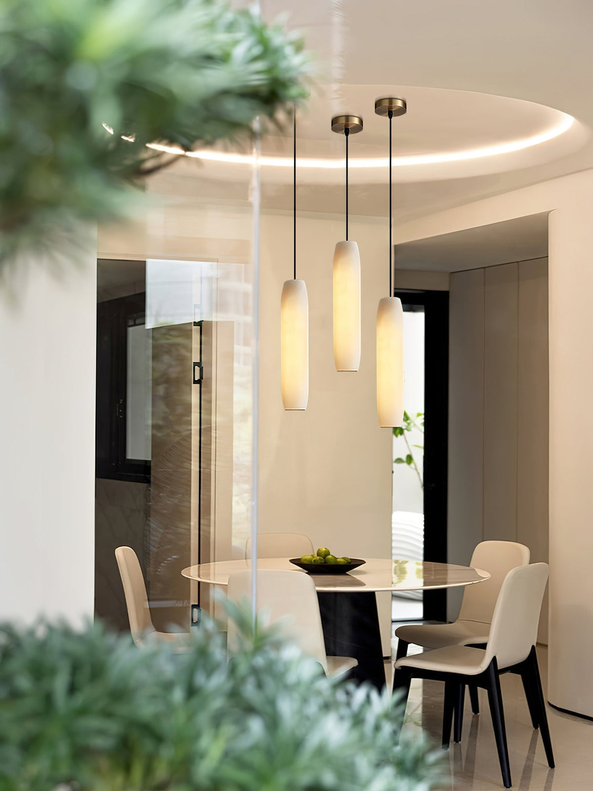 Orven Flute zeitgenössische minimalistische Alabaster-Pendelleuchte