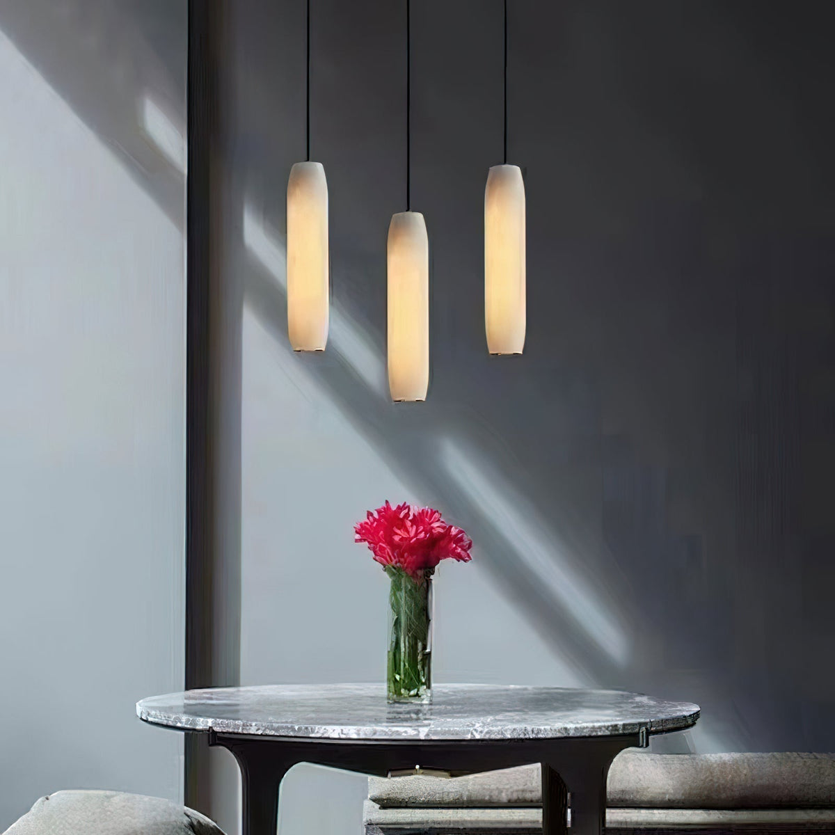 Orven Flute zeitgenössische minimalistische Alabaster-Pendelleuchte