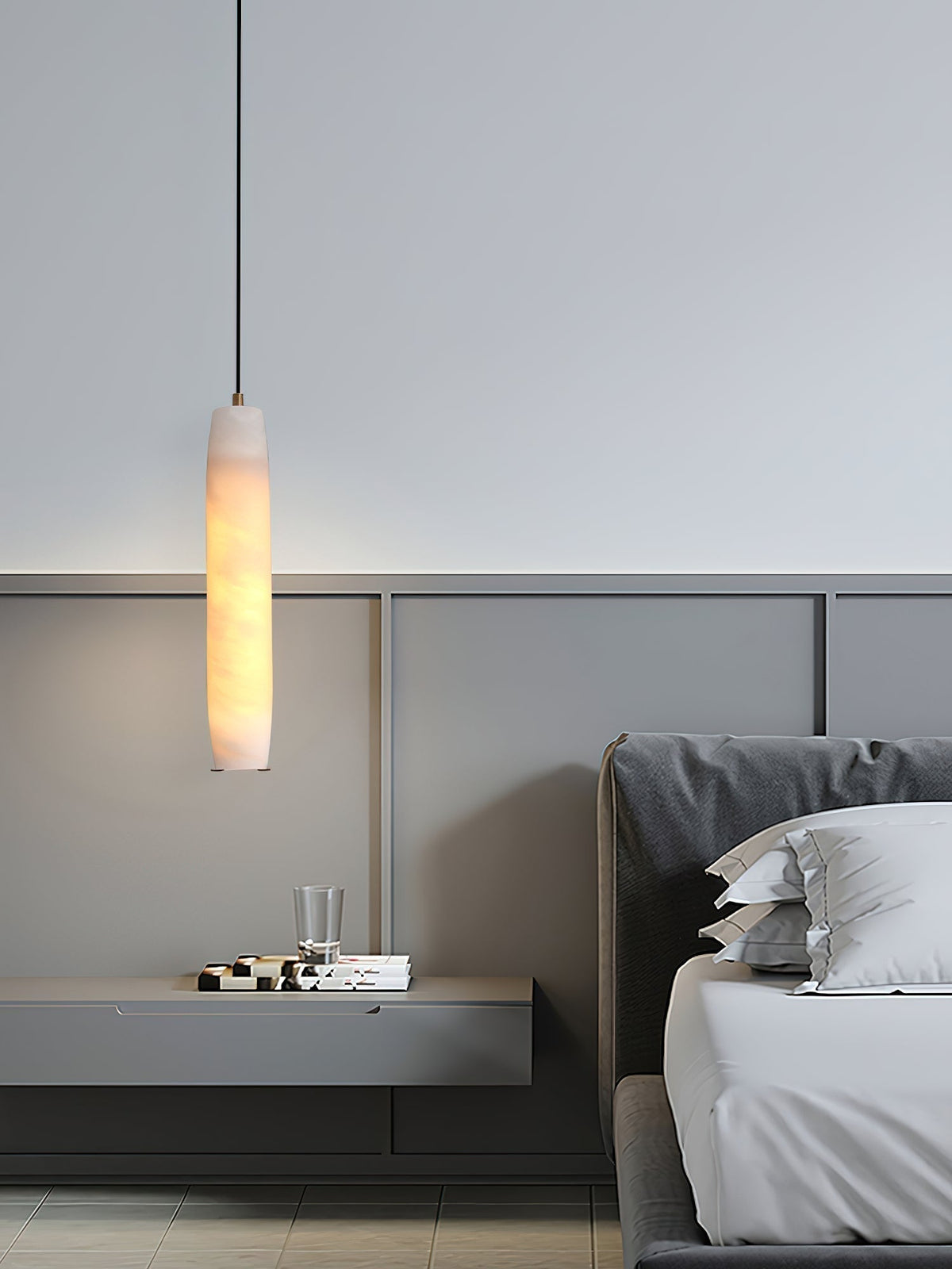Orven Flute zeitgenössische minimalistische Alabaster-Pendelleuchte