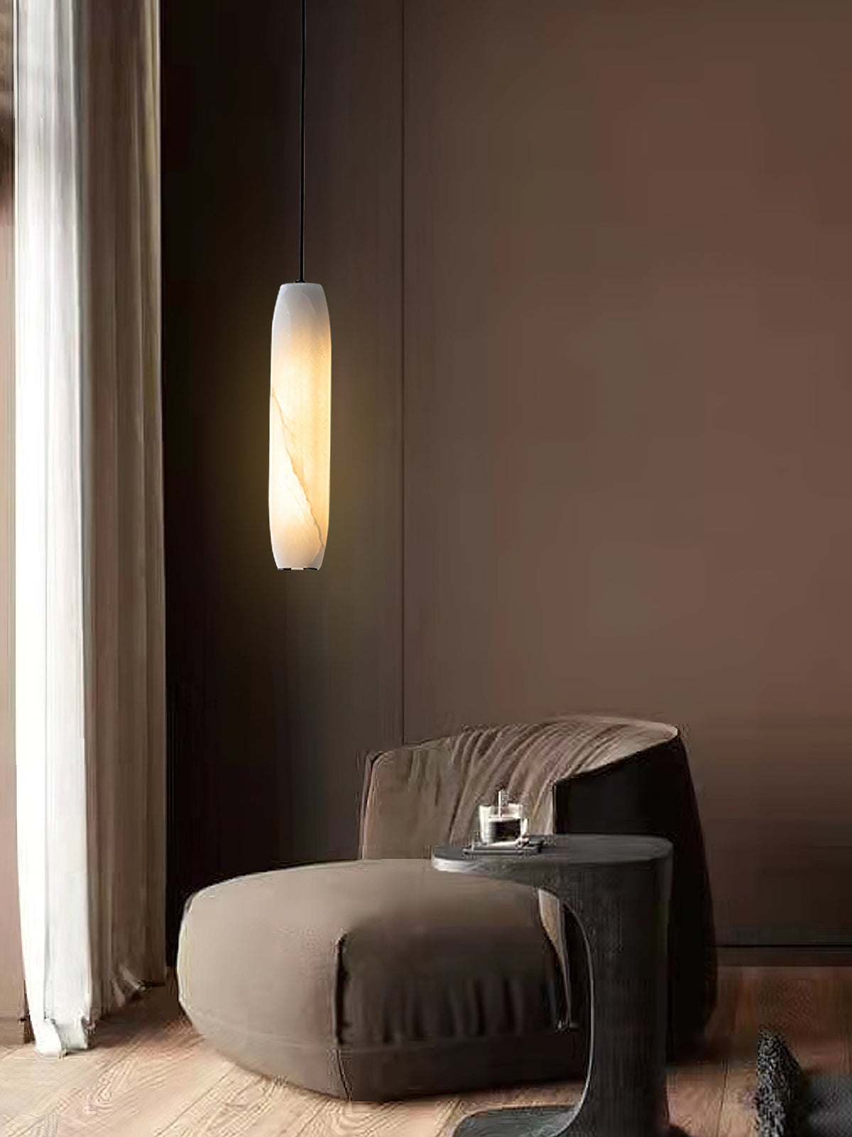 Orven Flute zeitgenössische minimalistische Alabaster-Pendelleuchte