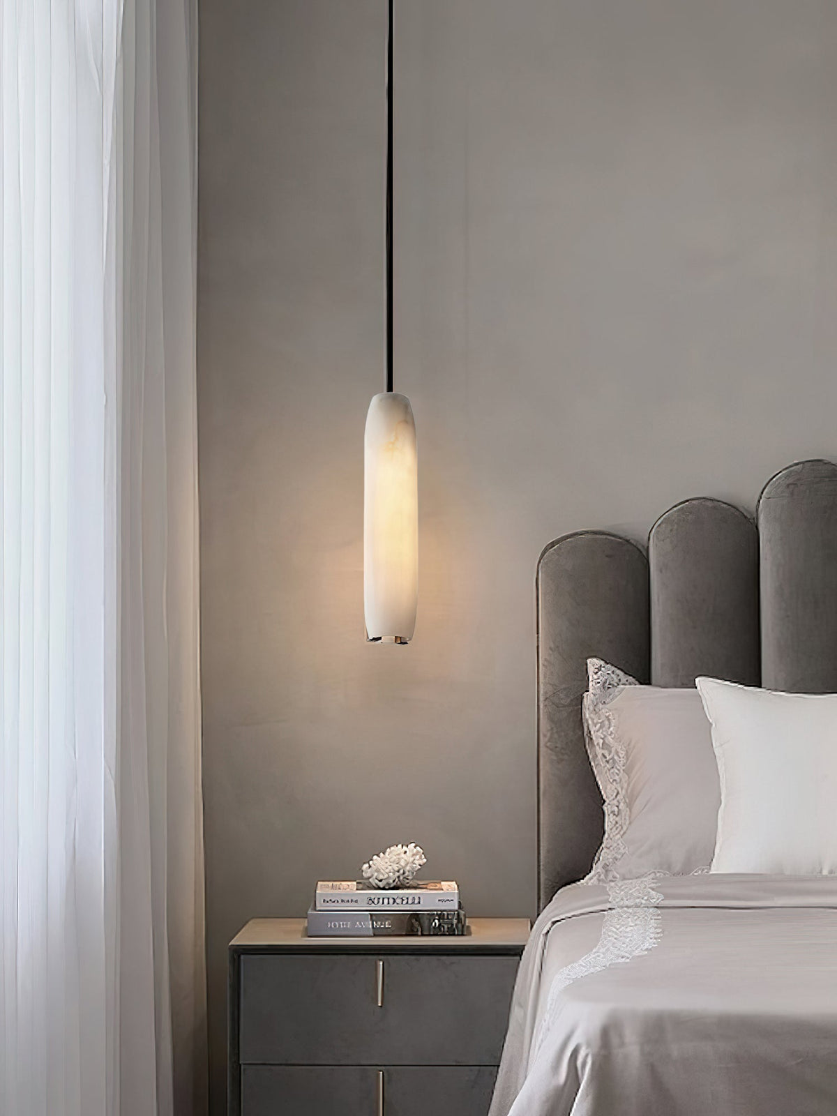 Orven Flute zeitgenössische minimalistische Alabaster-Pendelleuchte