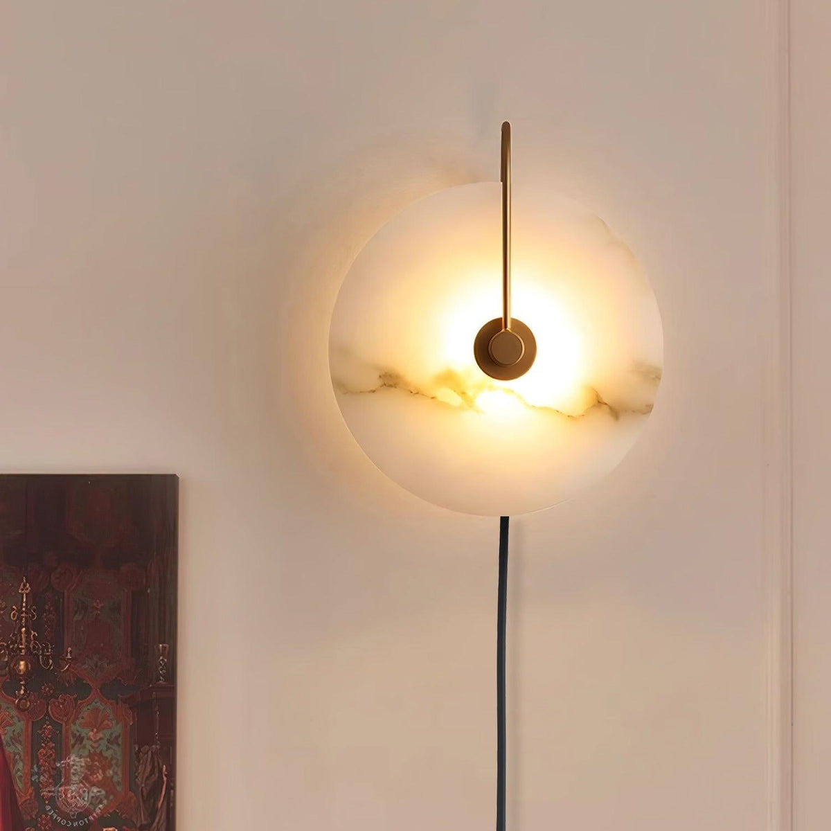 Albeaine Alabaster Pendelleuchte in Kugel-Form mit Stecker | Wandleuchte