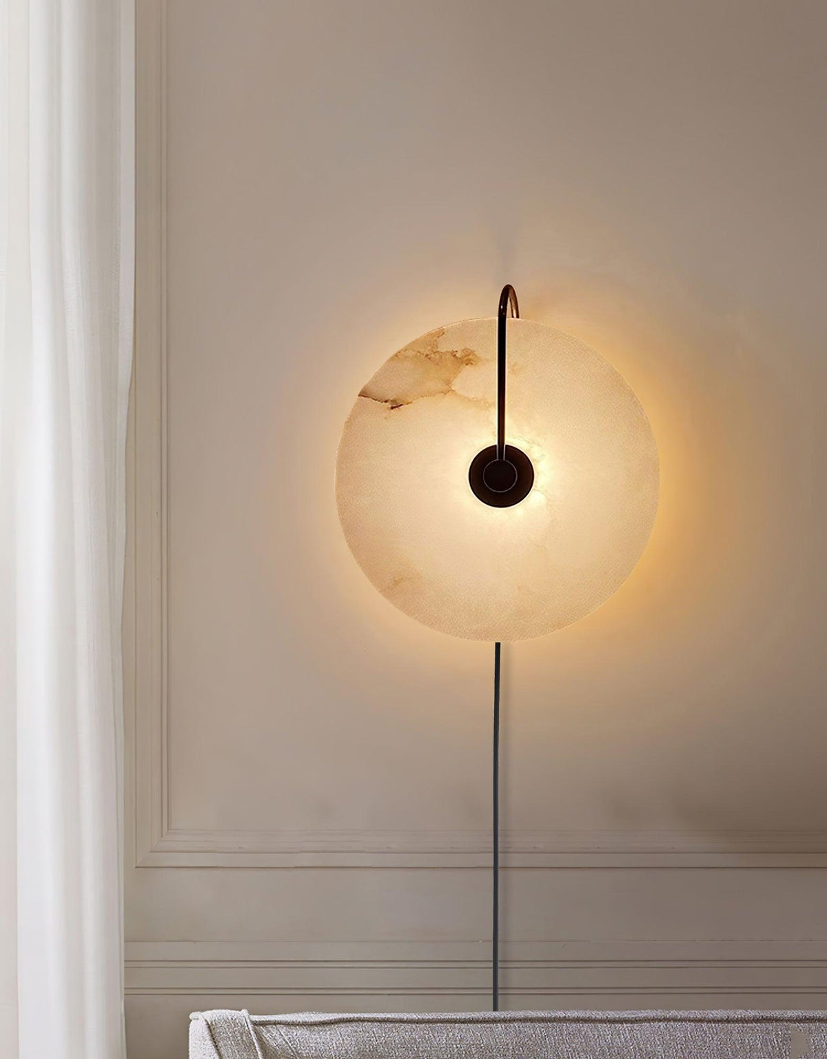 Albeaine Alabaster Pendelleuchte in Kugel-Form mit Stecker | Wandleuchte