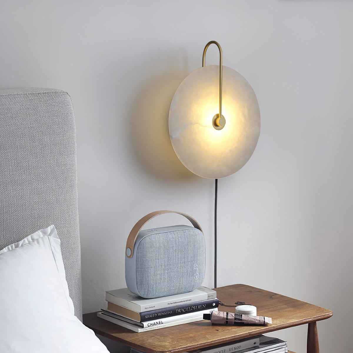 Albeaine Alabaster Pendelleuchte in Kugel-Form mit Stecker | Wandleuchte